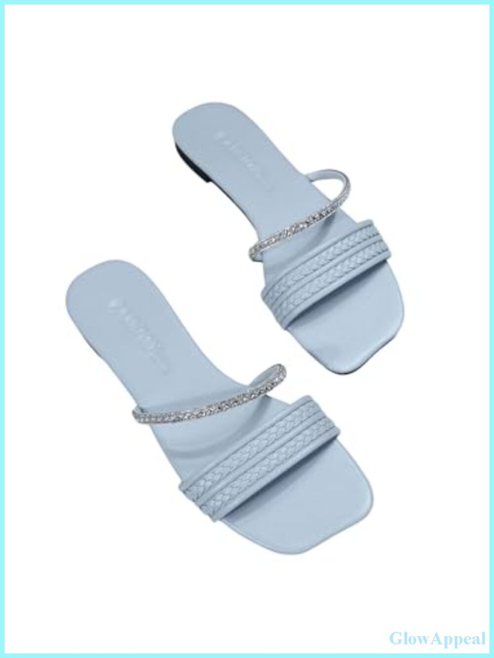 Rhinestone Sparkly Strappy Flats Braided Slip On Sandals Wedding